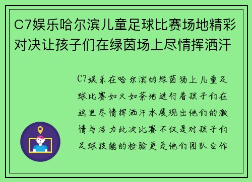 C7娱乐哈尔滨儿童足球比赛场地精彩对决让孩子们在绿茵场上尽情挥洒汗水